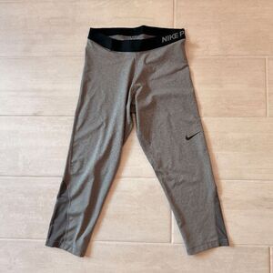 Nike PRO Training Capri Tights Compression Pants Grey Dri-fit Leggings Large